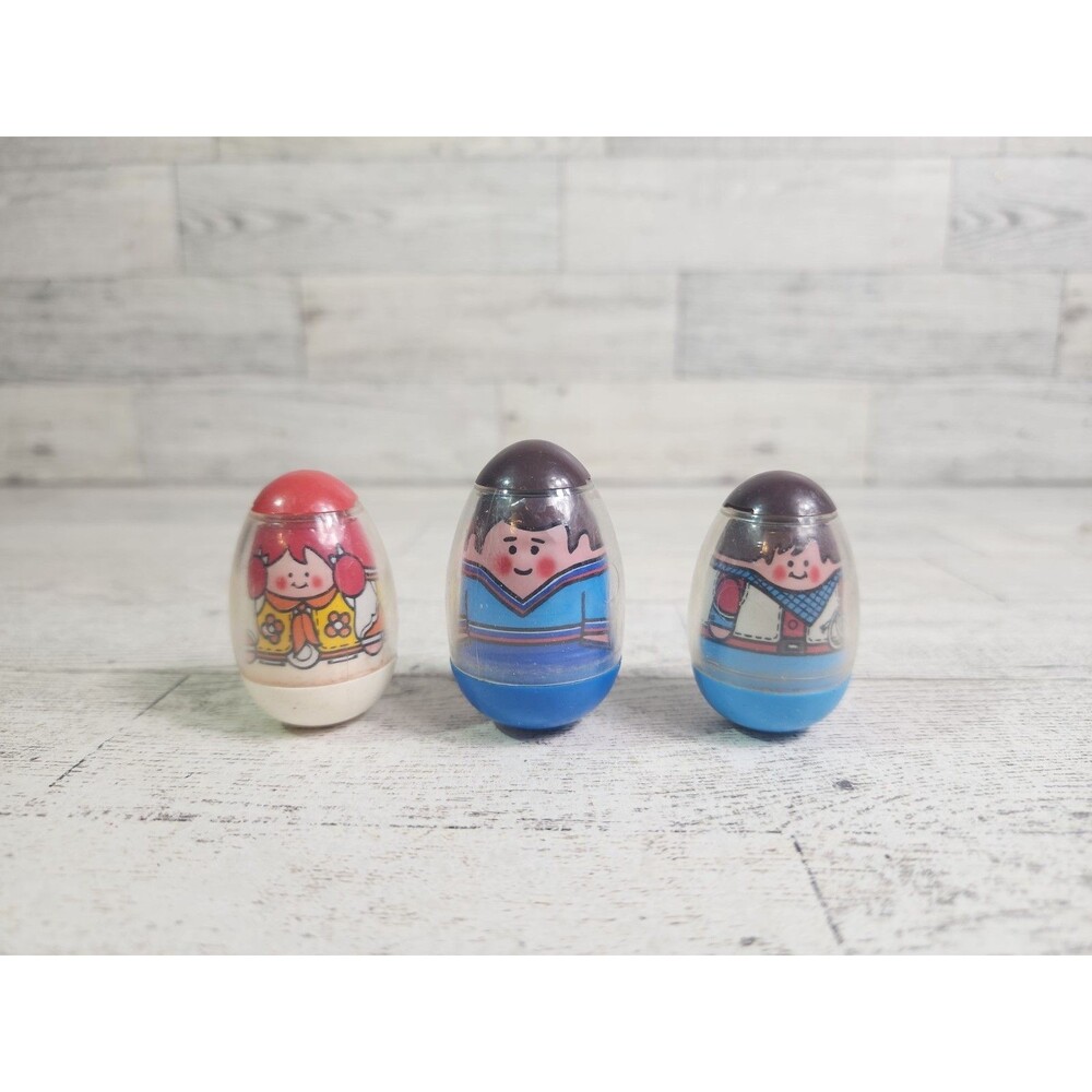 Vintage 1970s Hasbro Weebles Lot of 3 Figures Egg Wobble Toys 1972 1974